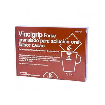 Vincigrip Forte 10 Saquetas Granuladas para Solução Oral (Sabor a Cacau)