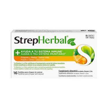 Strepherbal 16 Pastillas Para Chupar Sabor Propolis Melisa Miel