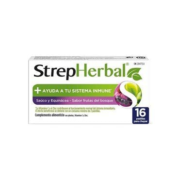 Strepherbal 16 Chewable Lozenges Elderberry & Echinacea flavour