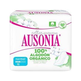 Ausonia Compresas Algodón Orgánico Normal Alas 12U