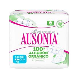 Ausonia Organic Cotton Pads Normal Wings 12U