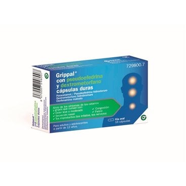 Grippal With Pseudoephedrine And Dextromethorphan 16 Capsules