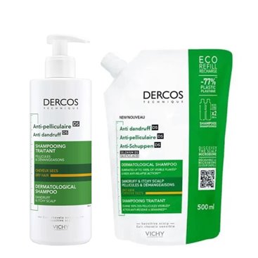 Dercos Anti Dry Dandruff Shampoo + Ecorefill 500Ml